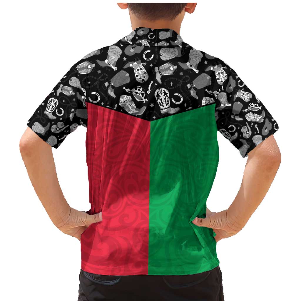Vanuatu Cowboy Family Matching Mermaid Dress and Hawaiian Shirt Cowboy Symbols Split Stylized LT14 - Polynesian Pride