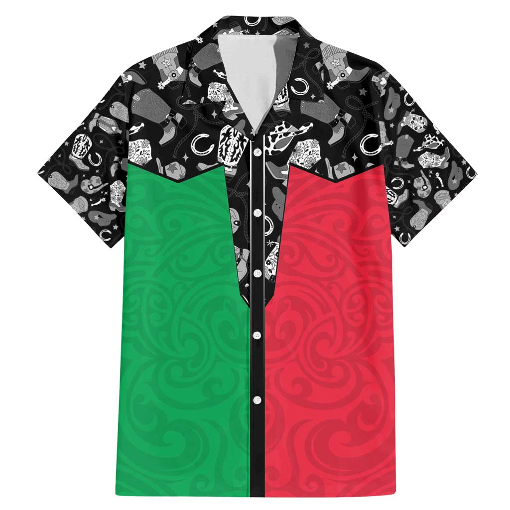 Vanuatu Cowboy Family Matching Mermaid Dress and Hawaiian Shirt Cowboy Symbols Split Stylized LT14 Dad's Shirt - Short Sleeve Green - Polynesian Pride