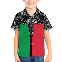 Vanuatu Cowboy Family Matching Off The Shoulder Long Sleeve Dress and Hawaiian Shirt Cowboy Symbols Split Stylized LT14 Son's Shirt Green - Polynesian Pride