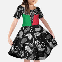 Vanuatu Cowboy Family Matching Off Shoulder Maxi Dress and Hawaiian Shirt Cowboy Symbols Split Stylized LT14 Daughter's Dress Green - Polynesian Pride