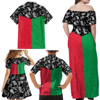 Vanuatu Cowboy Family Matching Off Shoulder Maxi Dress and Hawaiian Shirt Cowboy Symbols Split Stylized LT14 - Polynesian Pride