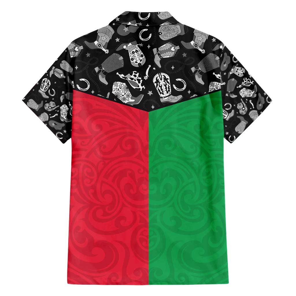 Vanuatu Cowboy Family Matching Off Shoulder Short Dress and Hawaiian Shirt Cowboy Symbols Split Stylized LT14 - Polynesian Pride