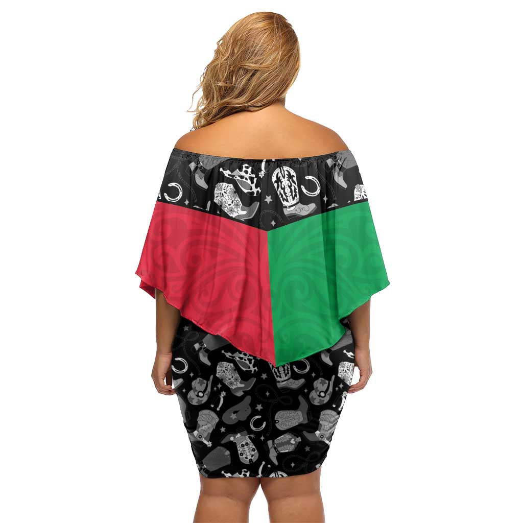 Vanuatu Cowboy Family Matching Off Shoulder Short Dress and Hawaiian Shirt Cowboy Symbols Split Stylized LT14 - Polynesian Pride
