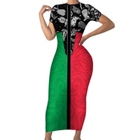 Vanuatu Cowboy Family Matching Short Sleeve Bodycon Dress and Hawaiian Shirt Cowboy Symbols Split Stylized LT14 Mom's Dress Green - Polynesian Pride