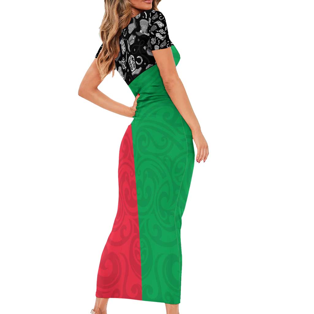 Vanuatu Cowboy Family Matching Short Sleeve Bodycon Dress and Hawaiian Shirt Cowboy Symbols Split Stylized LT14 - Polynesian Pride