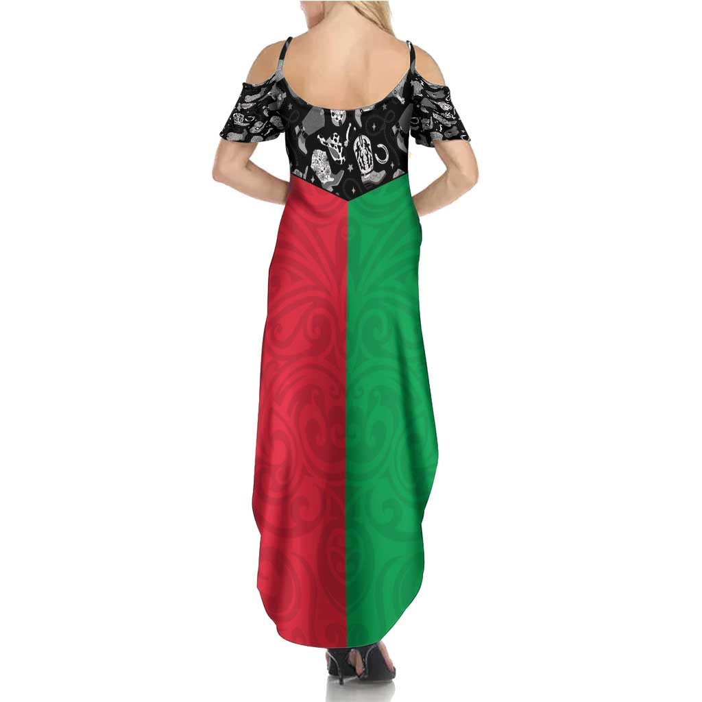 Vanuatu Cowboy Family Matching Summer Maxi Dress and Hawaiian Shirt Cowboy Symbols Split Stylized LT14 - Polynesian Pride