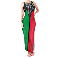 Vanuatu Cowboy Family Matching Tank Maxi Dress and Hawaiian Shirt Cowboy Symbols Split Stylized LT14 Mom's Dress Green - Polynesian Pride