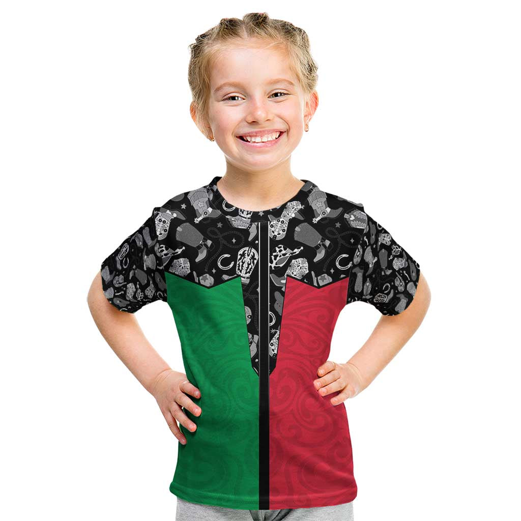 Vanuatu Cowboy Kid T Shirt Cowboy Symbols Split Stylized - Polynesian Pride