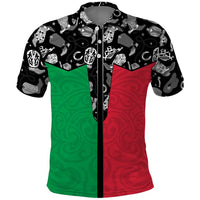 Vanuatu Cowboy Polo Shirt Cowboy Symbols Split Stylized - Polynesian Pride