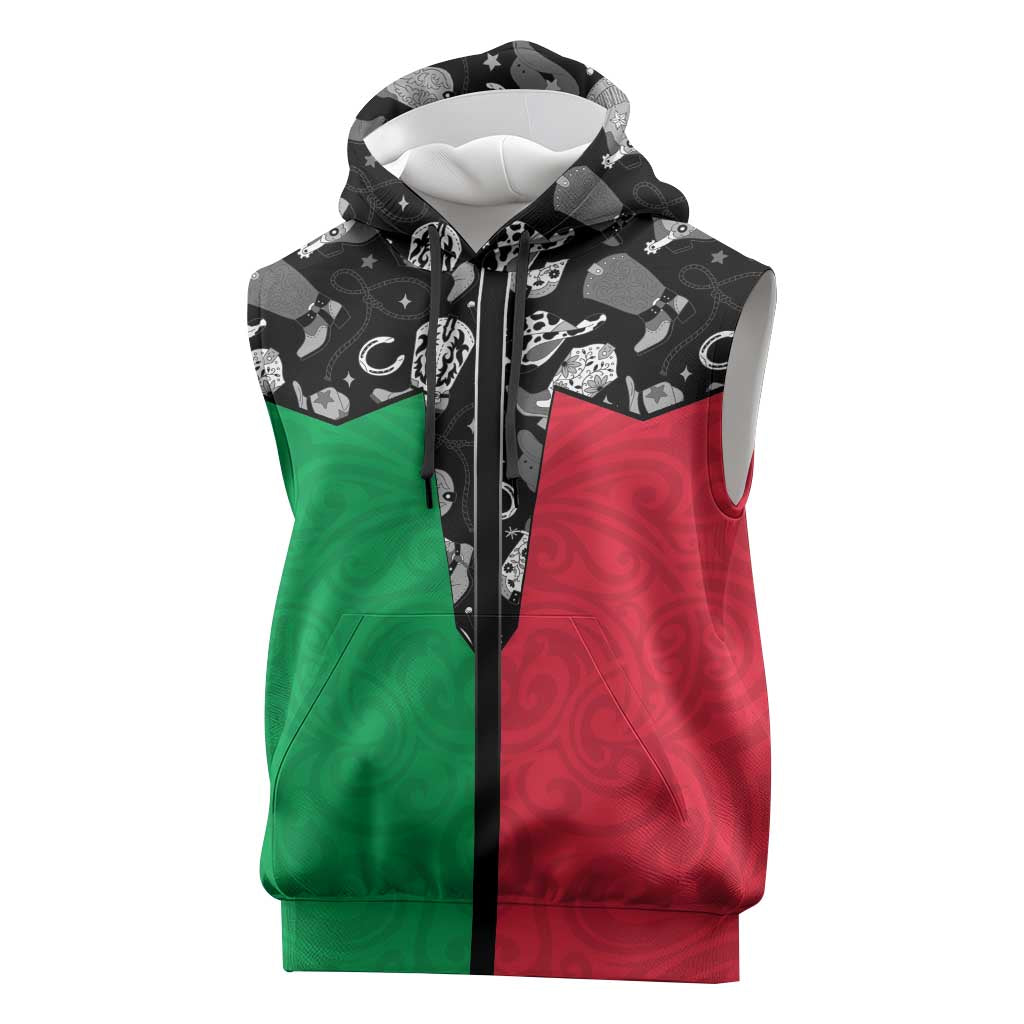 Vanuatu Cowboy Sleeveless Hoodie Cowboy Symbols Split Stylized - Polynesian Pride