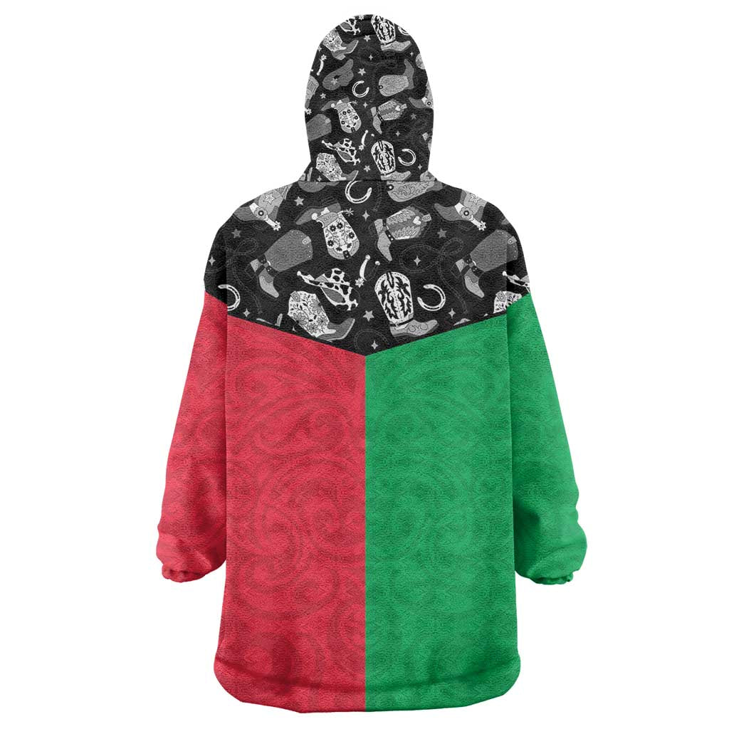 Vanuatu Cowboy Wearable Blanket Hoodie Cowboy Symbols Split Stylized LT14 - Polynesian Pride