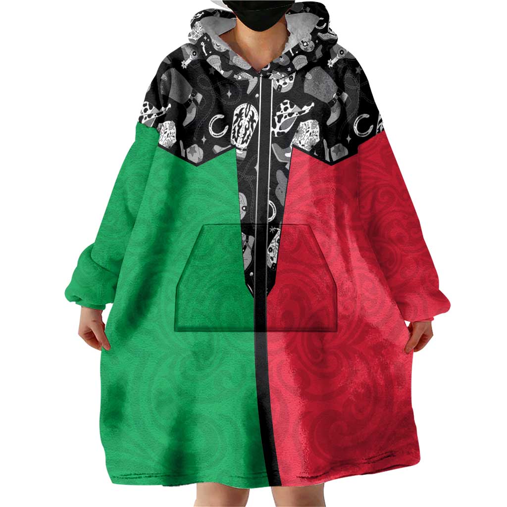 Vanuatu Cowboy Wearable Blanket Hoodie Cowboy Symbols Split Stylized LT14 - Polynesian Pride