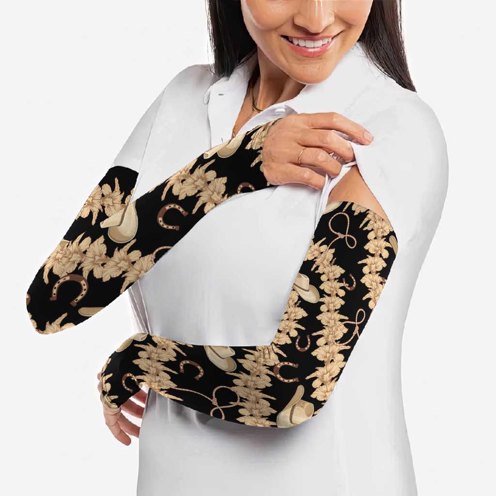 Vanuatu Cowboy Arm Sleeves Seamless Straw Hats Hibiscus - Polynesian Pride