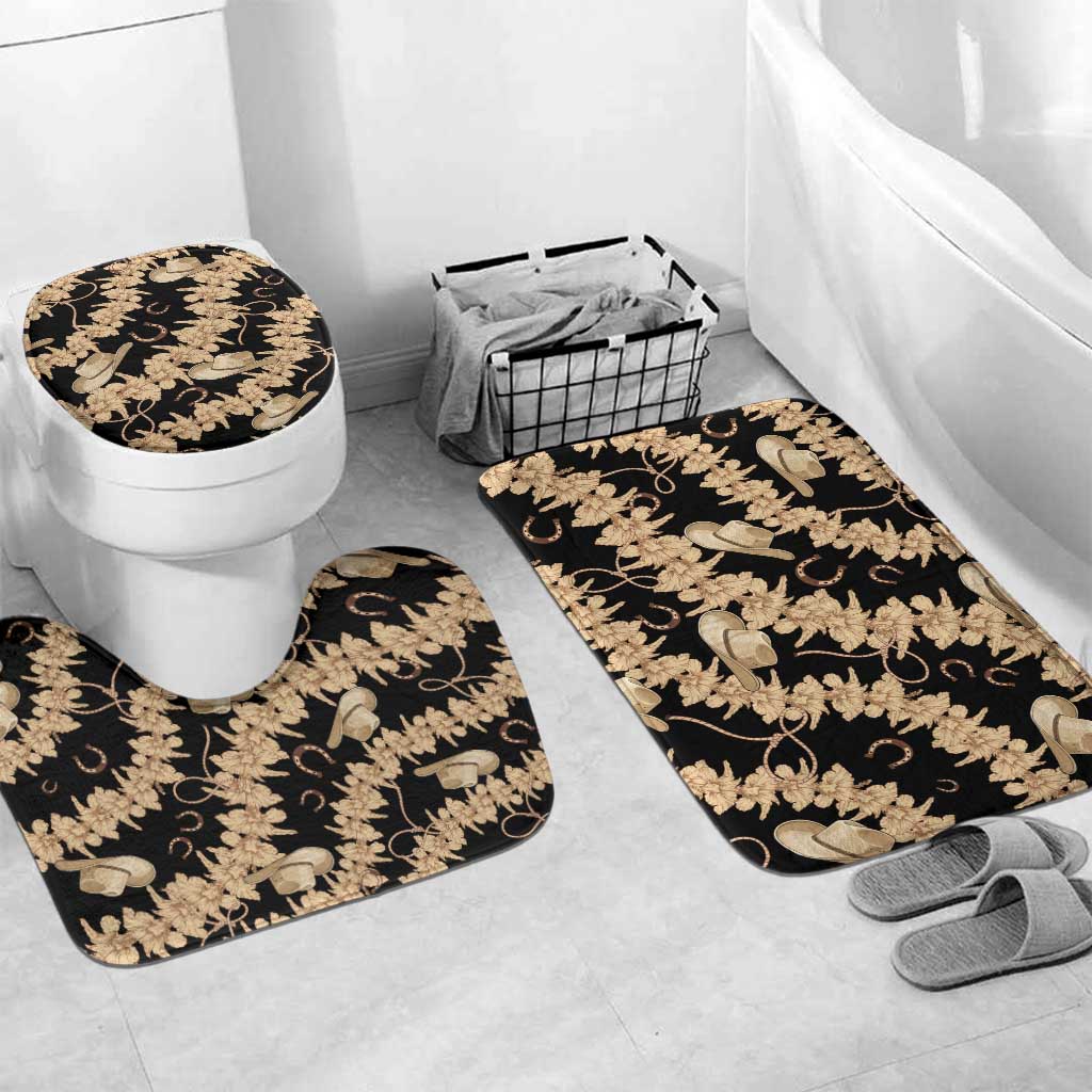 Vanuatu Cowboy Bathroom Set Seamless Straw Hats Hibiscus - Polynesian Pride
