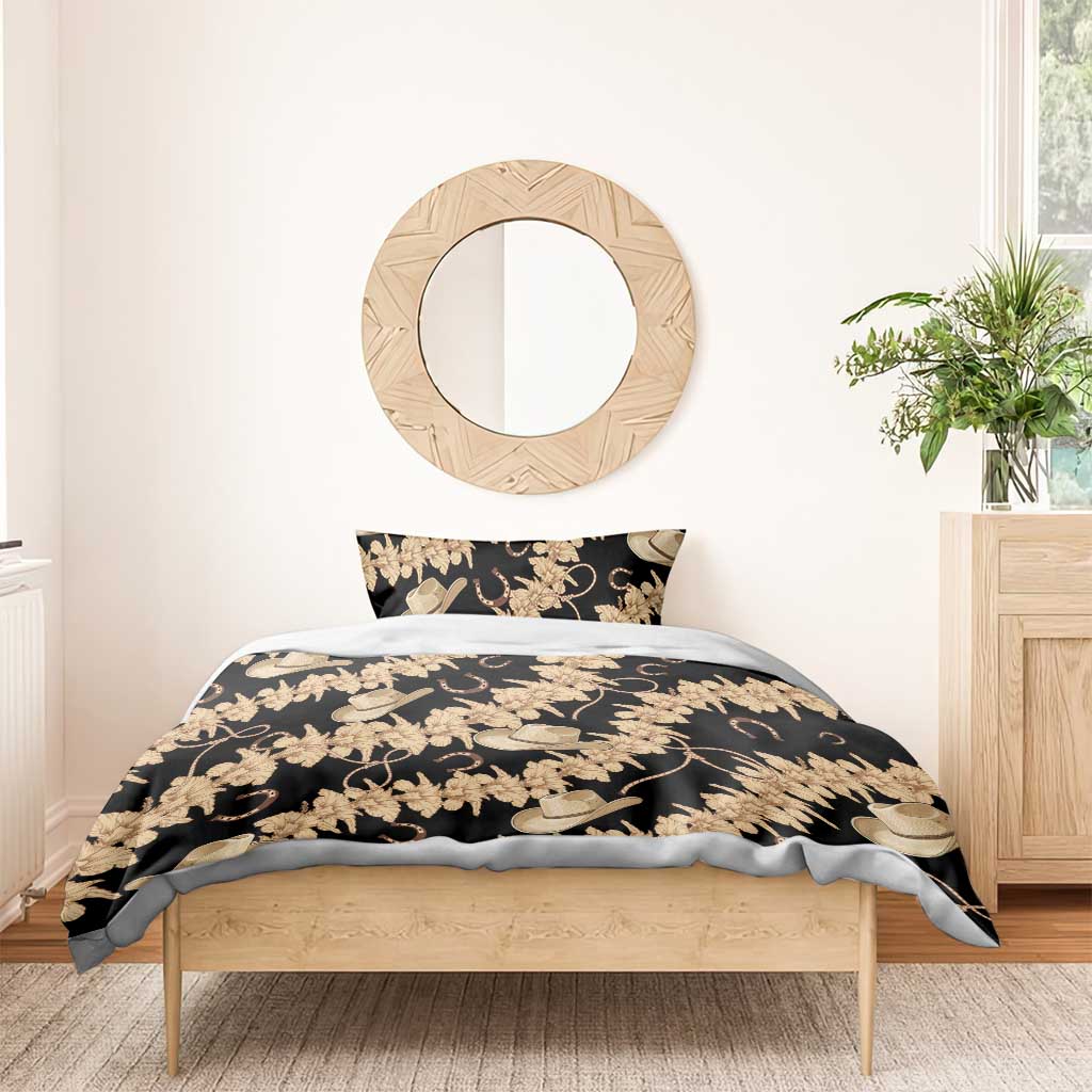 Vanuatu Cowboy Bedding Set Seamless Straw Hats Hibiscus - Polynesian Pride