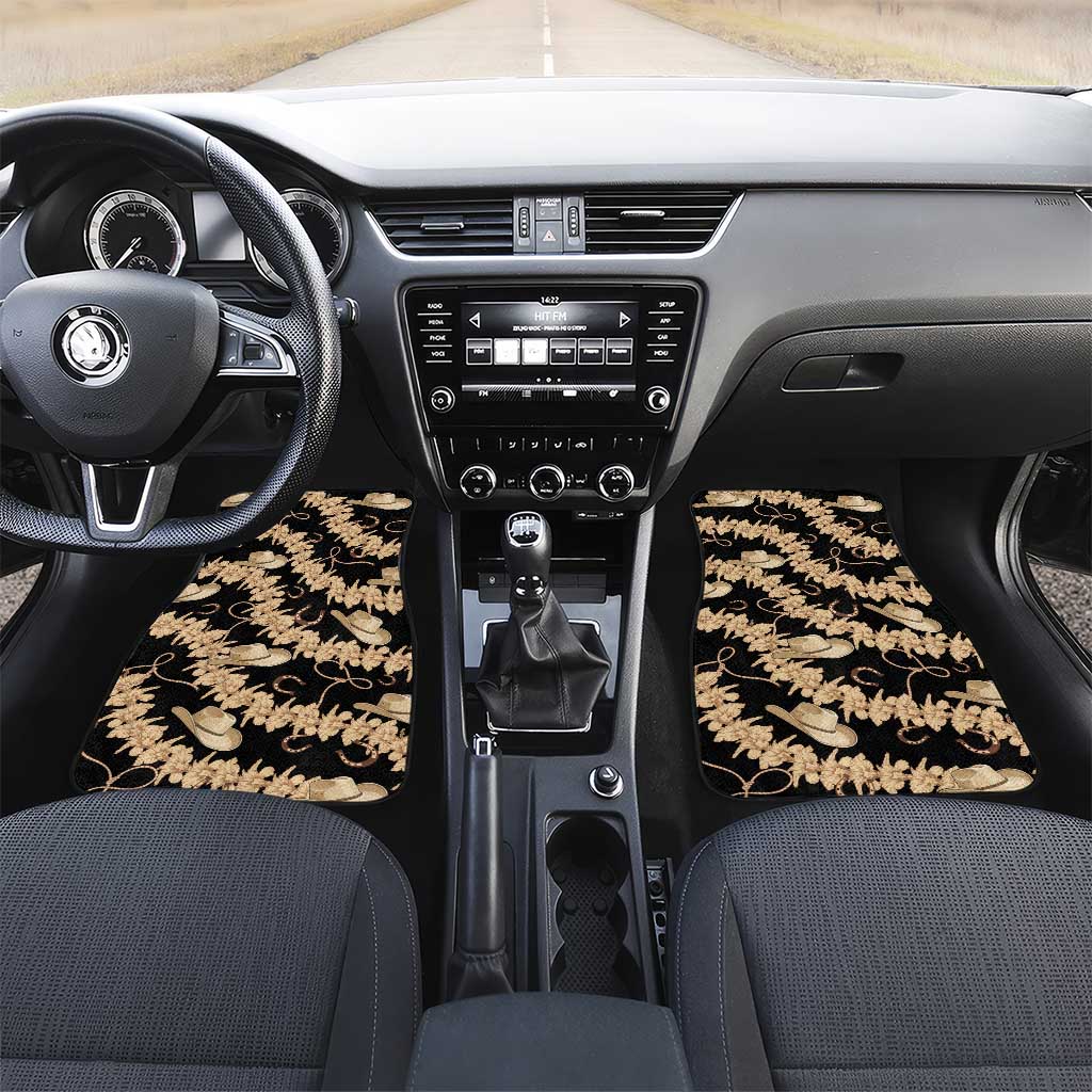 Vanuatu Cowboy Car Mats Seamless Straw Hats Hibiscus - Polynesian Pride
