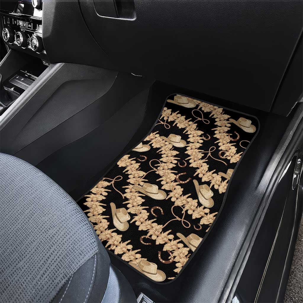 Vanuatu Cowboy Car Mats Seamless Straw Hats Hibiscus - Polynesian Pride