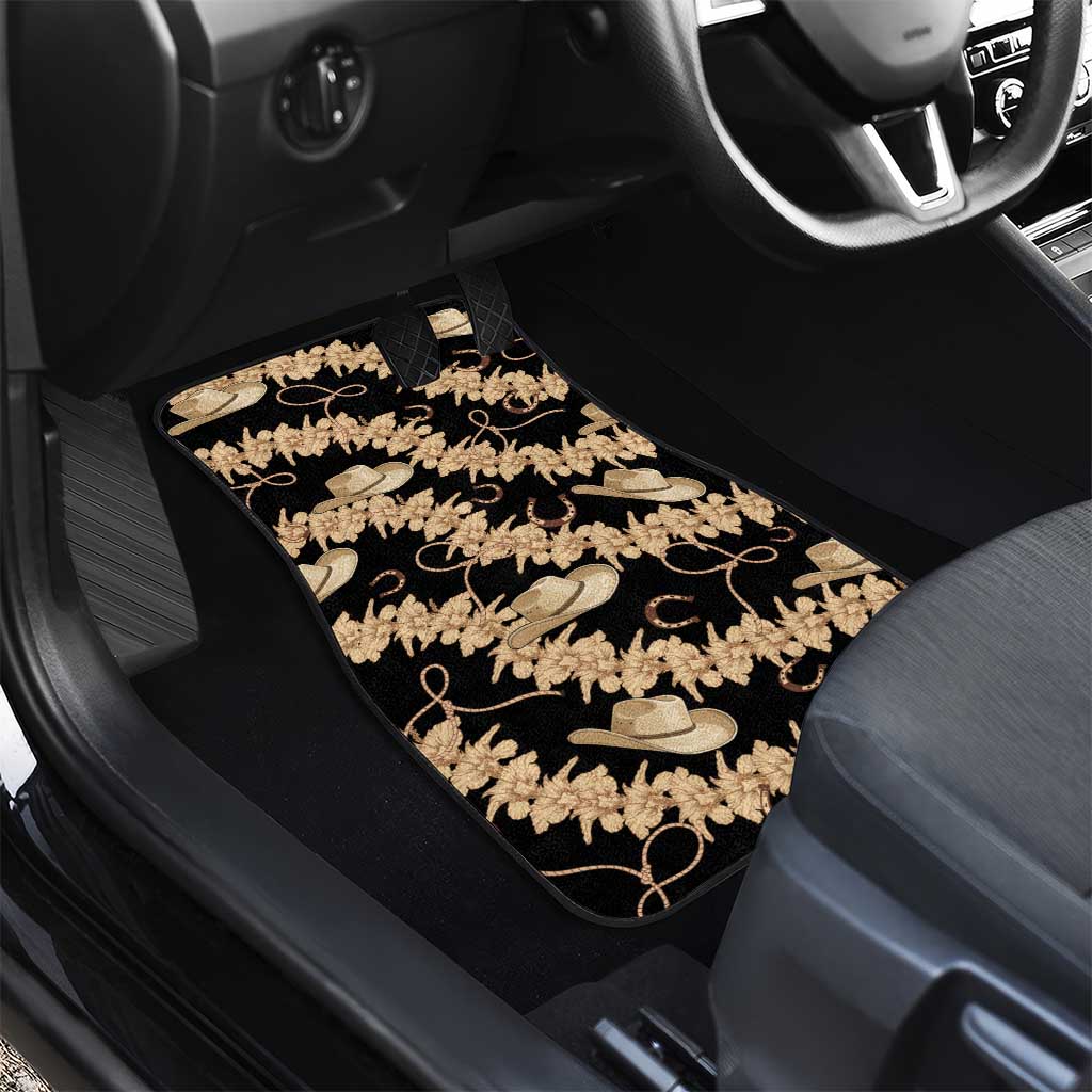 Vanuatu Cowboy Car Mats Seamless Straw Hats Hibiscus - Polynesian Pride