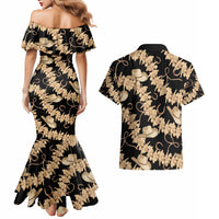 Vanuatu Cowboy Couples Matching Mermaid Dress and Hawaiian Shirt Seamless Straw Hats Hibiscus LT14 - Polynesian Pride