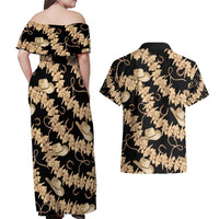 Vanuatu Cowboy Couples Matching Off Shoulder Maxi Dress and Hawaiian Shirt Seamless Straw Hats Hibiscus LT14 - Polynesian Pride