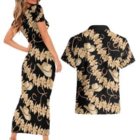 Vanuatu Cowboy Couples Matching Short Sleeve Bodycon Dress and Hawaiian Shirt Seamless Straw Hats Hibiscus LT14 - Polynesian Pride