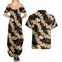 Vanuatu Cowboy Couples Matching Summer Maxi Dress and Hawaiian Shirt Seamless Straw Hats Hibiscus LT14 - Polynesian Pride