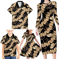 Vanuatu Cowboy Family Matching Long Sleeve Bodycon Dress and Hawaiian Shirt Seamless Straw Hats Hibiscus LT14 - Polynesian Pride