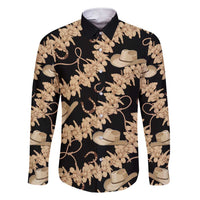 Vanuatu Cowboy Family Matching Short Sleeve Bodycon Dress and Hawaiian Shirt Seamless Straw Hats Hibiscus LT14 Dad's Shirt - Long Sleeve Black - Polynesian Pride
