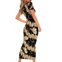 Vanuatu Cowboy Family Matching Short Sleeve Bodycon Dress and Hawaiian Shirt Seamless Straw Hats Hibiscus LT14 - Polynesian Pride