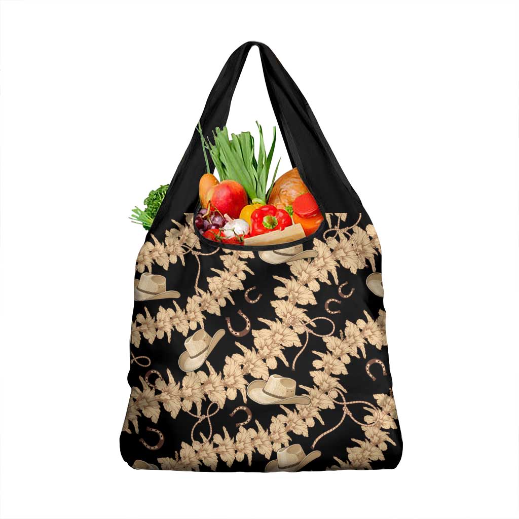 Vanuatu Cowboy Grocery Bag Seamless Straw Hats Hibiscus LT14 1-pack One Size Black - Polynesian Pride
