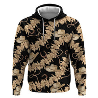 Vanuatu Cowboy Hoodie Seamless Straw Hats Hibiscus LT14 Pullover Hoodie Black - Polynesian Pride