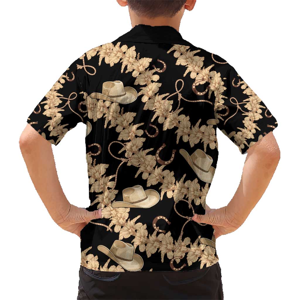 Vanuatu Cowboy Kid Hawaiian Shirt Seamless Straw Hats Hibiscus LT14 - Polynesian Pride
