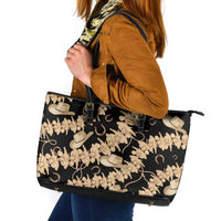 Vanuatu Cowboy Leather Tote Bag Seamless Straw Hats Hibiscus LT14 Black - Polynesian Pride