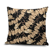 Vanuatu Cowboy Pillow Cover Seamless Straw Hats Hibiscus LT14 Black - Polynesian Pride