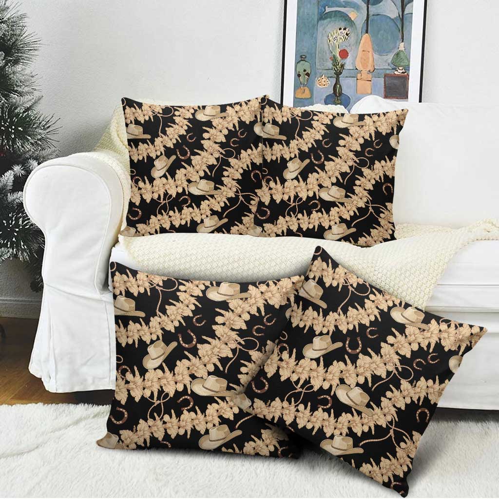 Vanuatu Cowboy Pillow Cover Seamless Straw Hats Hibiscus LT14 - Polynesian Pride