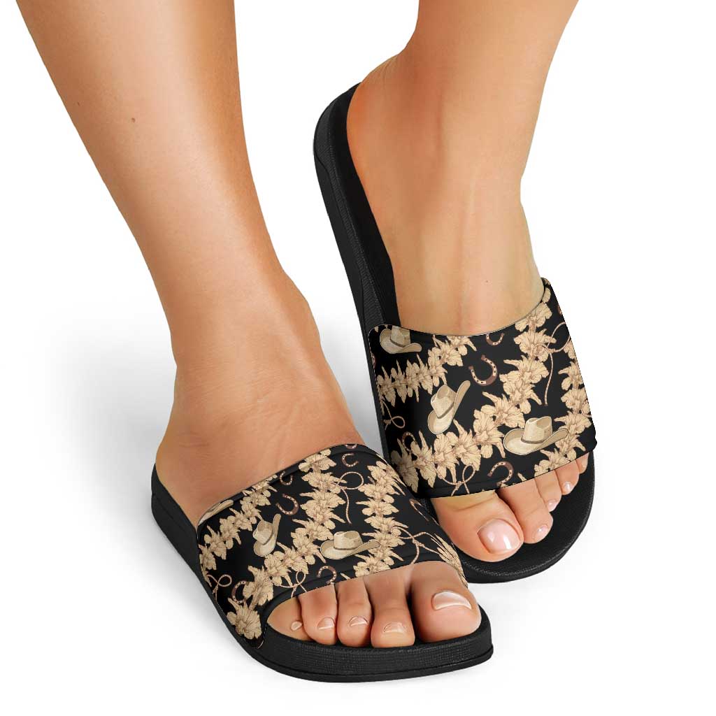 Vanuatu Cowboy Slide Sandals Seamless Straw Hats Hibiscus - Polynesian Pride
