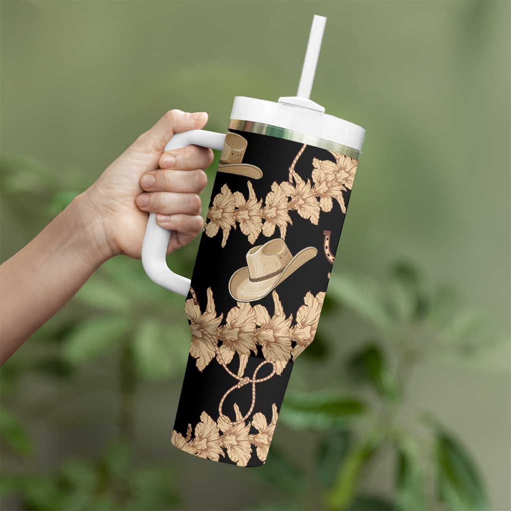 Vanuatu Cowboy Tumbler With Handle Seamless Straw Hats Hibiscus - Polynesian Pride
