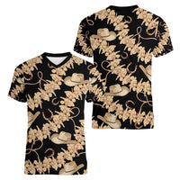Vanuatu Cowboy Women V-Neck T-Shirt Seamless Straw Hats Hibiscus - Polynesian Pride