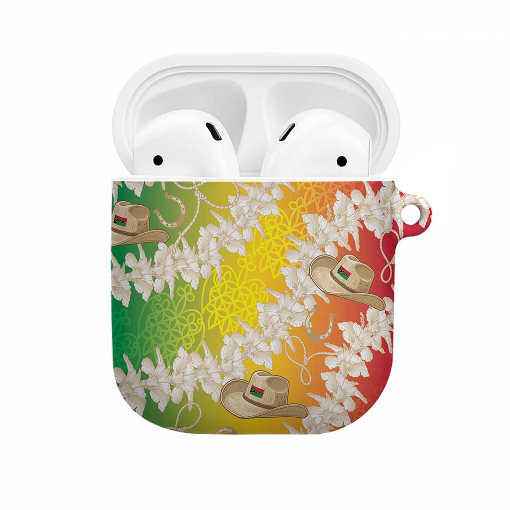 Vanuatu Cowboy AirPods Case Straw Hats Hibiscus With Sand Drawing LT14 Reggae - Polynesian Pride