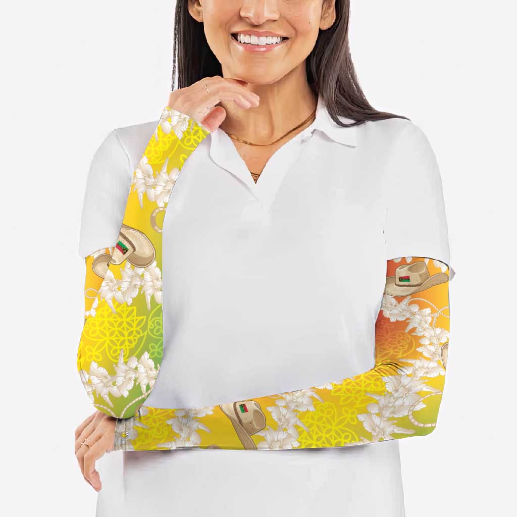 Vanuatu Cowboy Arm Sleeves Straw Hats Hibiscus With Sand Drawing LT14 - Polynesian Pride