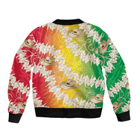 Vanuatu Cowboy Bomber Jacket Straw Hats Hibiscus With Sand Drawing - Polynesian Pride