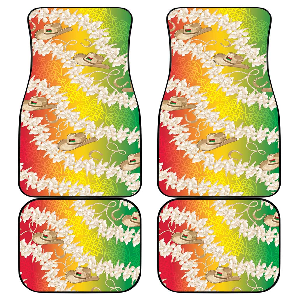 Vanuatu Cowboy Car Mats Straw Hats Hibiscus With Sand Drawing LT14 - Polynesian Pride