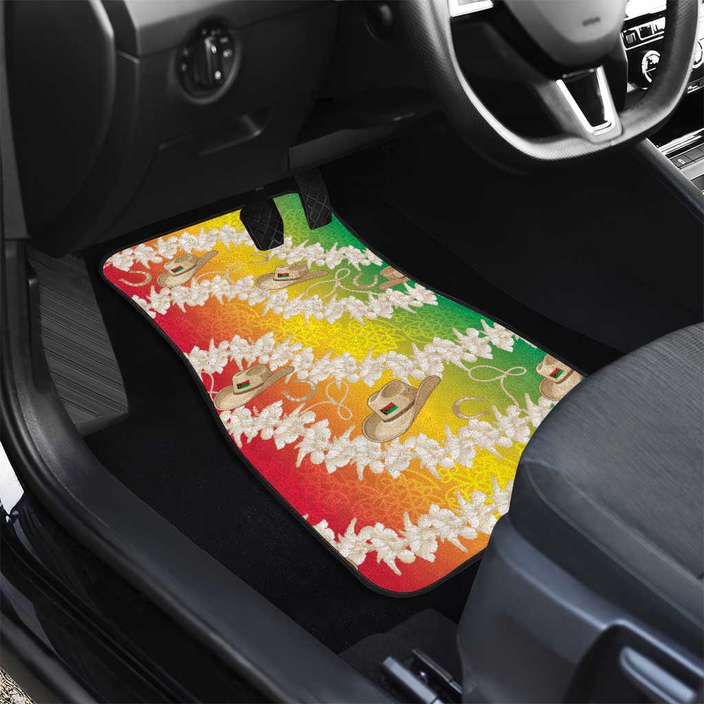Vanuatu Cowboy Car Mats Straw Hats Hibiscus With Sand Drawing LT14 - Polynesian Pride