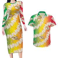 Vanuatu Cowboy Couples Matching Long Sleeve Bodycon Dress and Hawaiian Shirt Straw Hats Hibiscus With Sand Drawing LT14 Reggae - Polynesian Pride