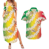 Vanuatu Cowboy Couples Matching Summer Maxi Dress and Hawaiian Shirt Straw Hats Hibiscus With Sand Drawing LT14 Reggae - Polynesian Pride
