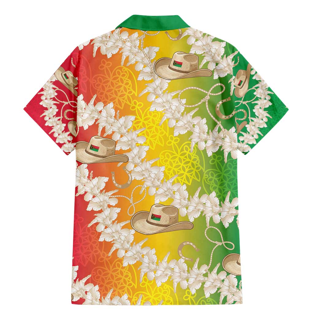 Vanuatu Cowboy Family Matching Mermaid Dress and Hawaiian Shirt Straw Hats Hibiscus With Sand Drawing LT14 - Polynesian Pride
