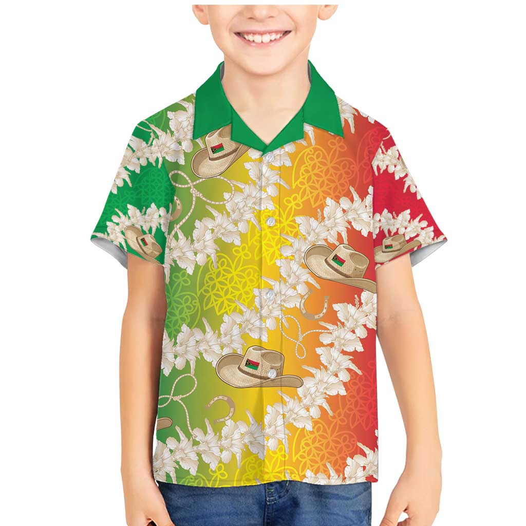 Vanuatu Cowboy Family Matching Mermaid Dress and Hawaiian Shirt Straw Hats Hibiscus With Sand Drawing LT14 Son's Shirt Reggae - Polynesian Pride