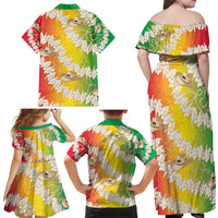 Vanuatu Cowboy Family Matching Off Shoulder Maxi Dress and Hawaiian Shirt Straw Hats Hibiscus With Sand Drawing LT14 - Polynesian Pride