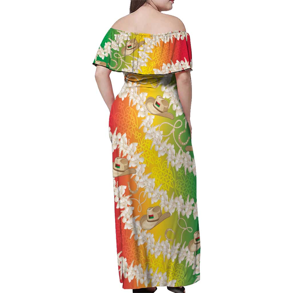 Vanuatu Cowboy Family Matching Off Shoulder Maxi Dress and Hawaiian Shirt Straw Hats Hibiscus With Sand Drawing LT14 - Polynesian Pride