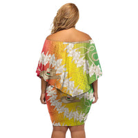 Vanuatu Cowboy Family Matching Off Shoulder Short Dress and Hawaiian Shirt Straw Hats Hibiscus With Sand Drawing LT14 - Polynesian Pride
